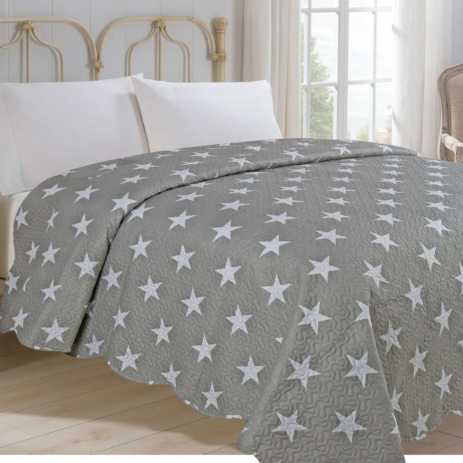 Prehoz na posteľ Stars sivá